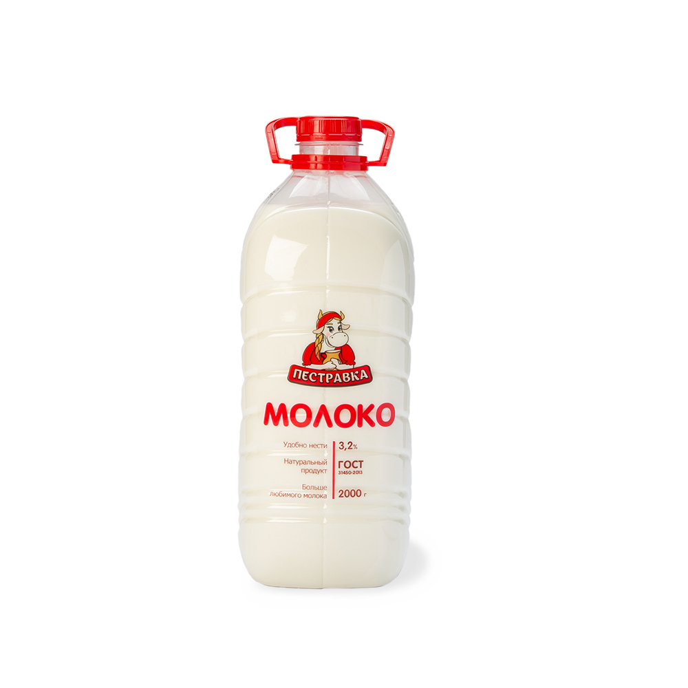 БЗМЖ МОЛОКО ПЕСТРАВКА 3,2% 2000ГР ПЭТ