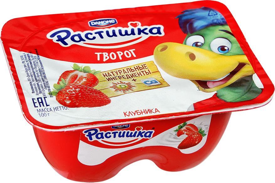 БЗМЖ ТВОРОЖОК РАСТИШКА КЛУБНИКА/БАНАН ПЕЧЕНЬЕ 3,5% 108ГР