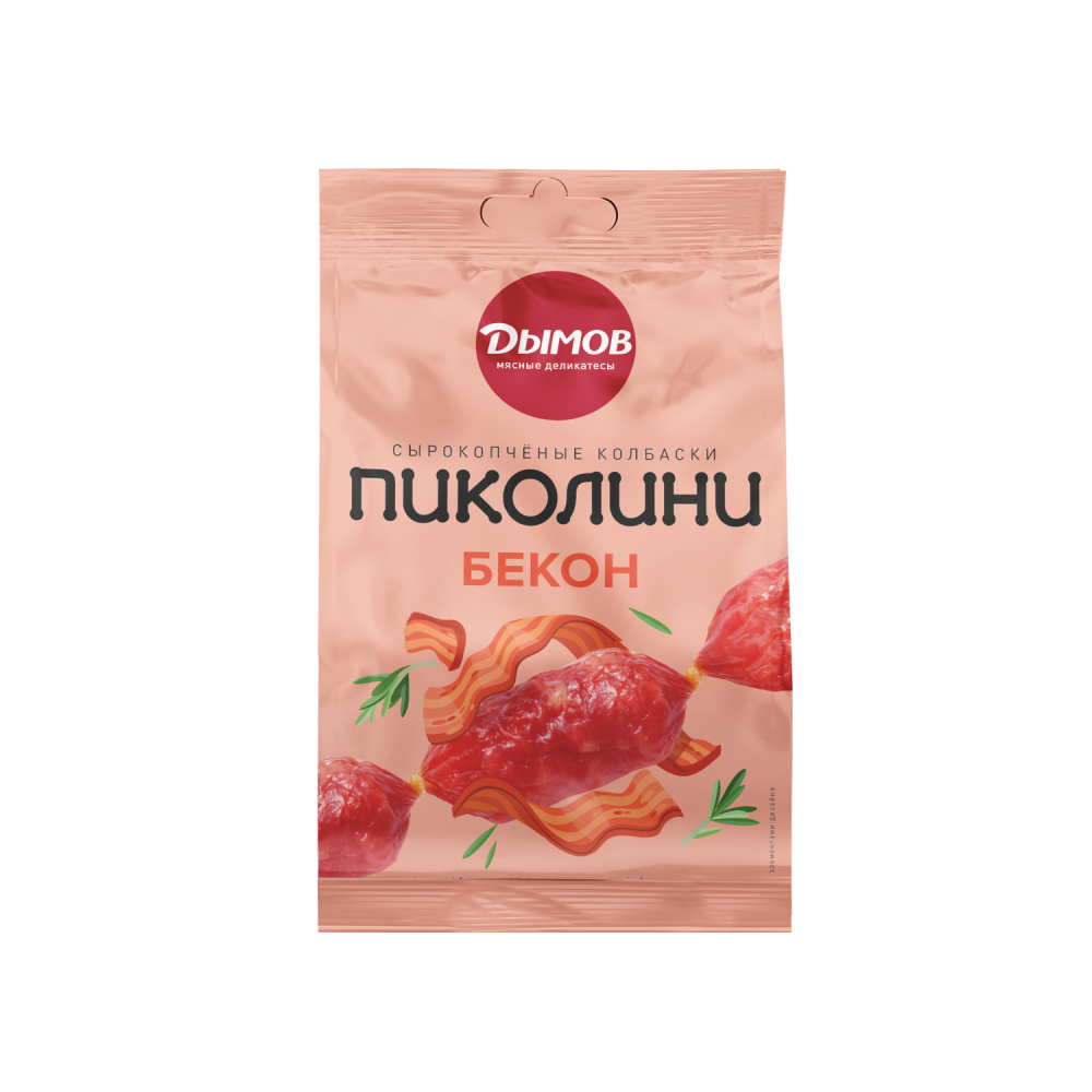 КОЛБАСКИ ДЫМОВ ПИКОЛИНИ СО ВКУСОМ БЕКОНА С/К 50ГР