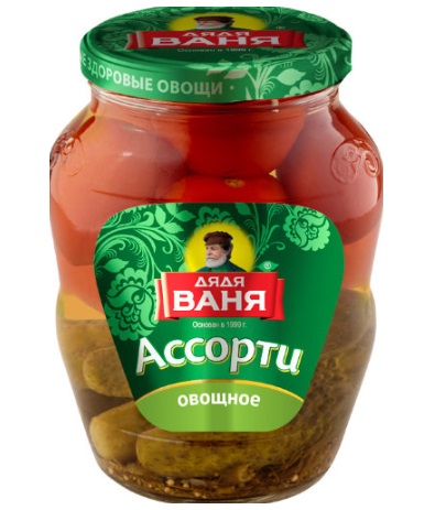 АССОРТИ ОВОЩНОЕ ОГУРЦЫ/ТОМАТ ДЯДЯ ВАНЯ 680ГР СТ/Б
