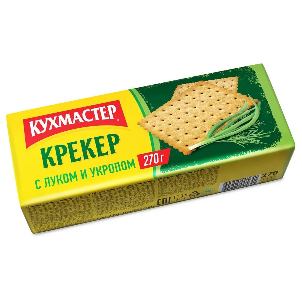 КРЕКЕР КУХМАСТЕР ЗАТЯЖНОЕ С ЛУКОМ И УКРОПОМ 270ГР